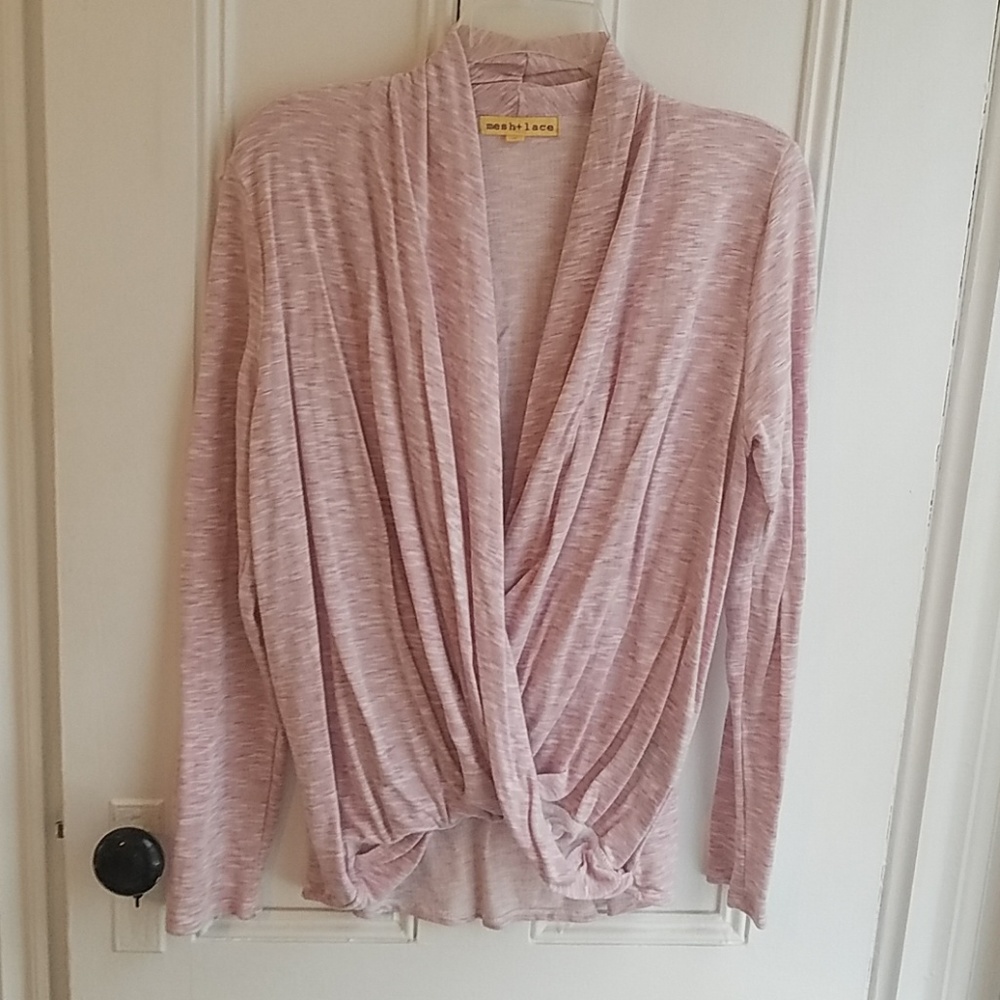 Mesh & lace pink top